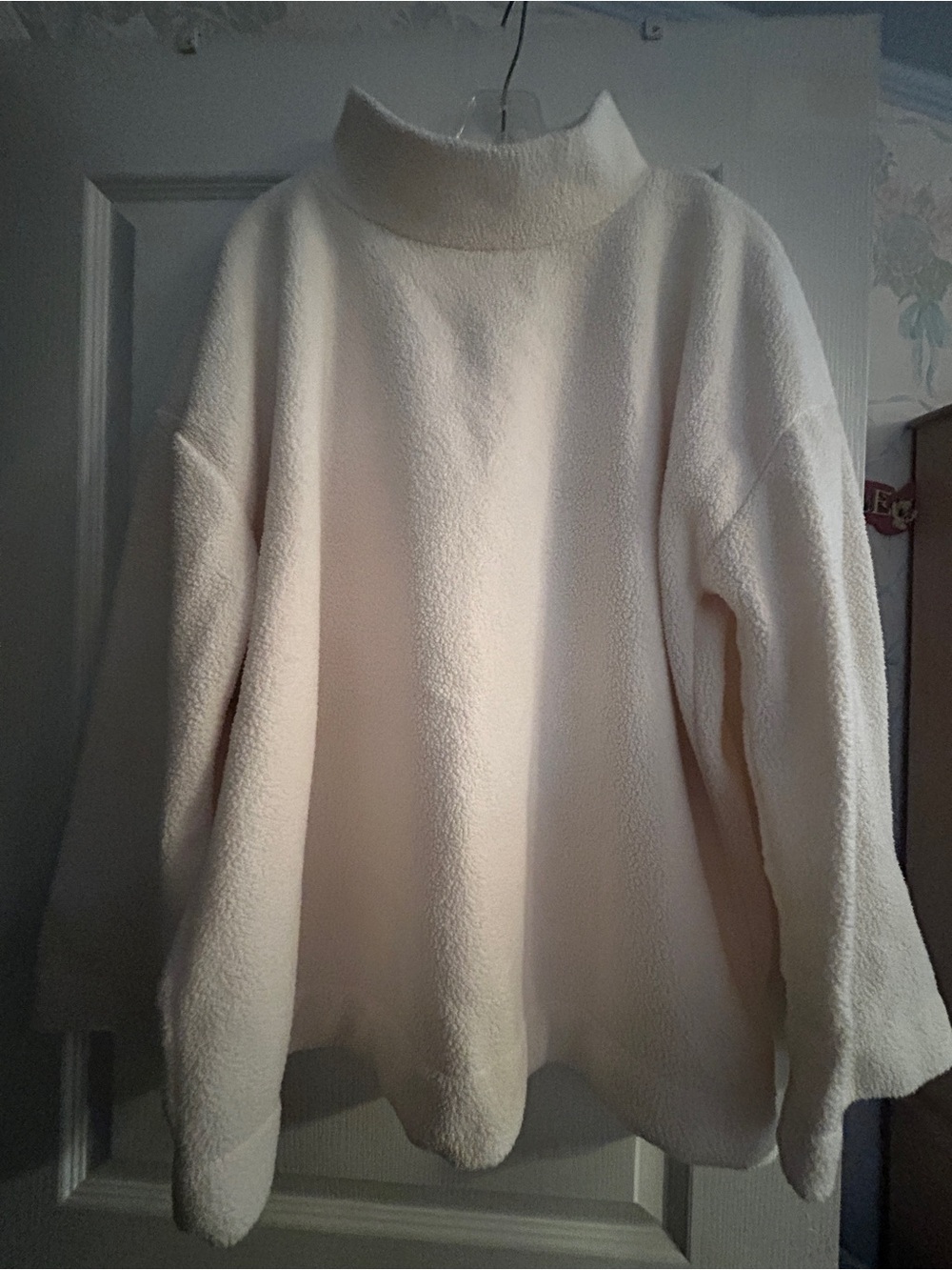 Sherpa Mock Neck Tunic Top - XXL - Cream